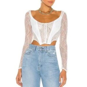 Danielle Guizio Dex Lace Corset White